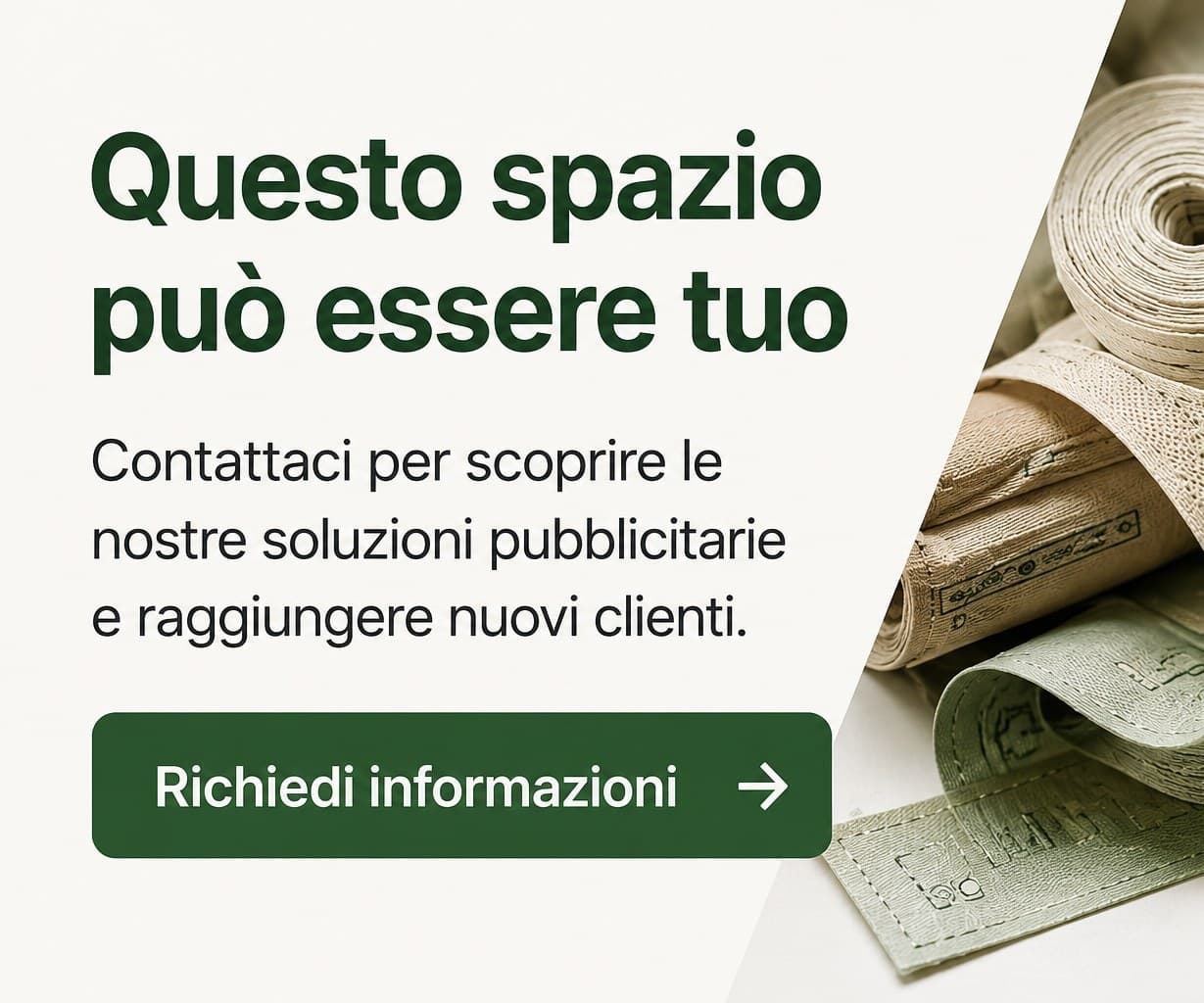Spazio pubblicitario disponibile 300×250 — scopri come prenotarlo